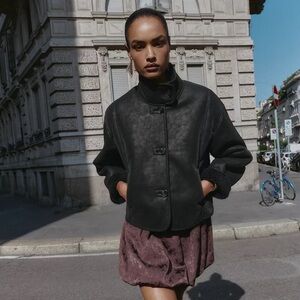 ZARA DOUBLE-FACED FAUX SUEDE JACKET - TEDDY BEAR SHEARLING SHERPA FAUX LEATHER